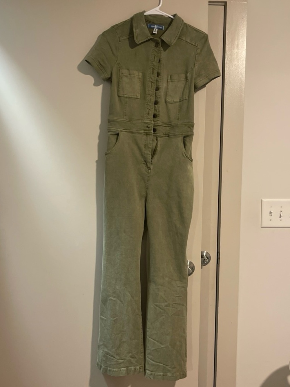 Short-Sleeve Olive Utility Jumpsuit